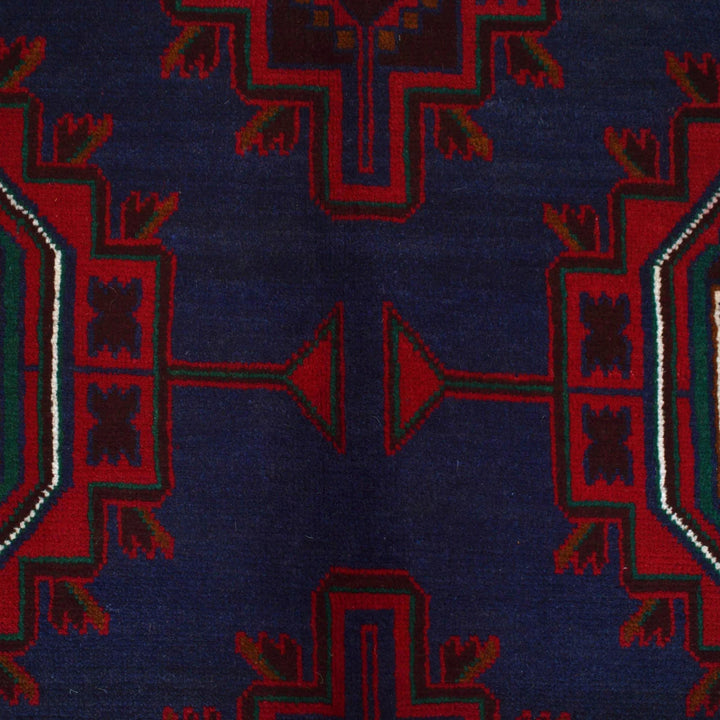 Blue Afghan Baluchi Rug 6' 5" x 9' 7" Hand-Knotted | No. AL34012