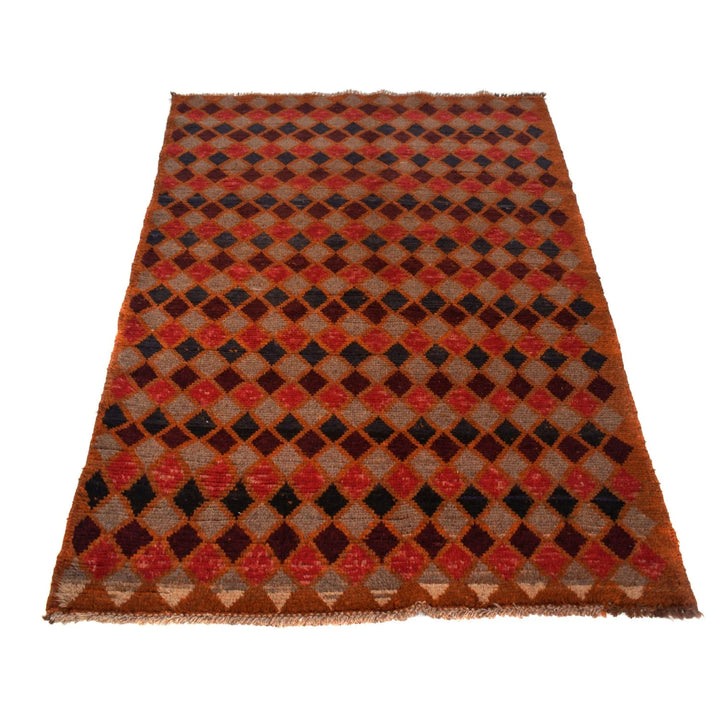 Orange Afghan Baluchi Rug 3' 9" x 6' 2" Hand-Knotted | No. AL34063