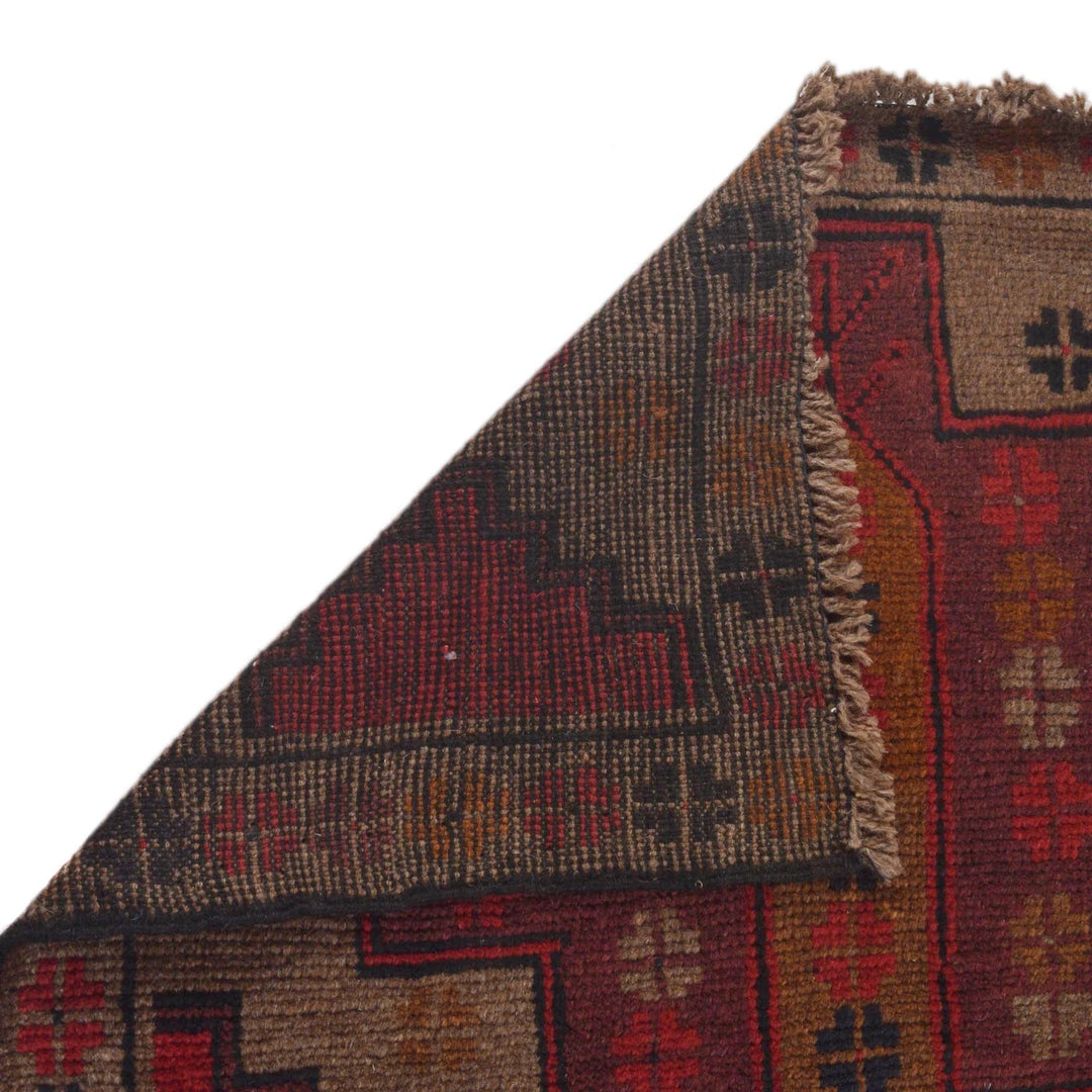 Brown Afghan Baluchi Rug 2' 11" x 4' 5" Hand-Knotted | No. AL34070