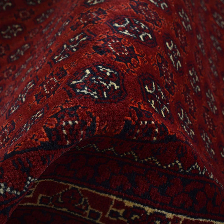 Red Afghan Khoja Roshnai Rug 6' 6" x 9' 6" Hand-Knotted | No. AL34091