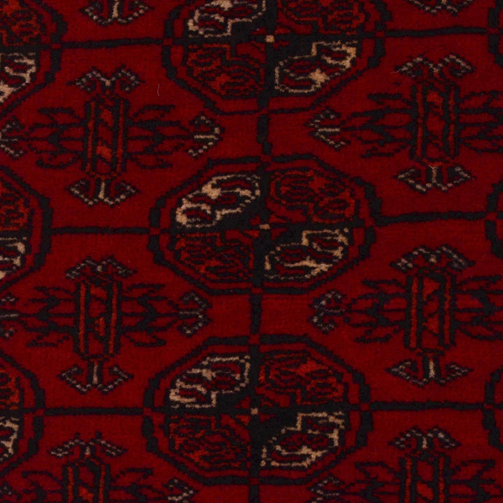 Red Afghan Bokhara Rug 2' 9" x 9' 5" Hand-Knotted | No. AL34093