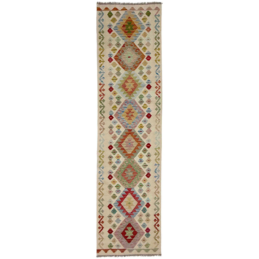 Afghan Vegetable Kilim Rug 2' 8" x 9' 9" Flat-Weave | No. AL341041