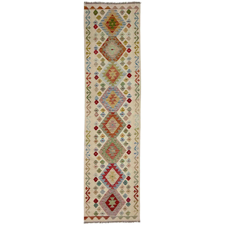 Afghan Vegetable Kilim Rug 2' 8" x 9' 9" Flat-Weave | No. AL341041