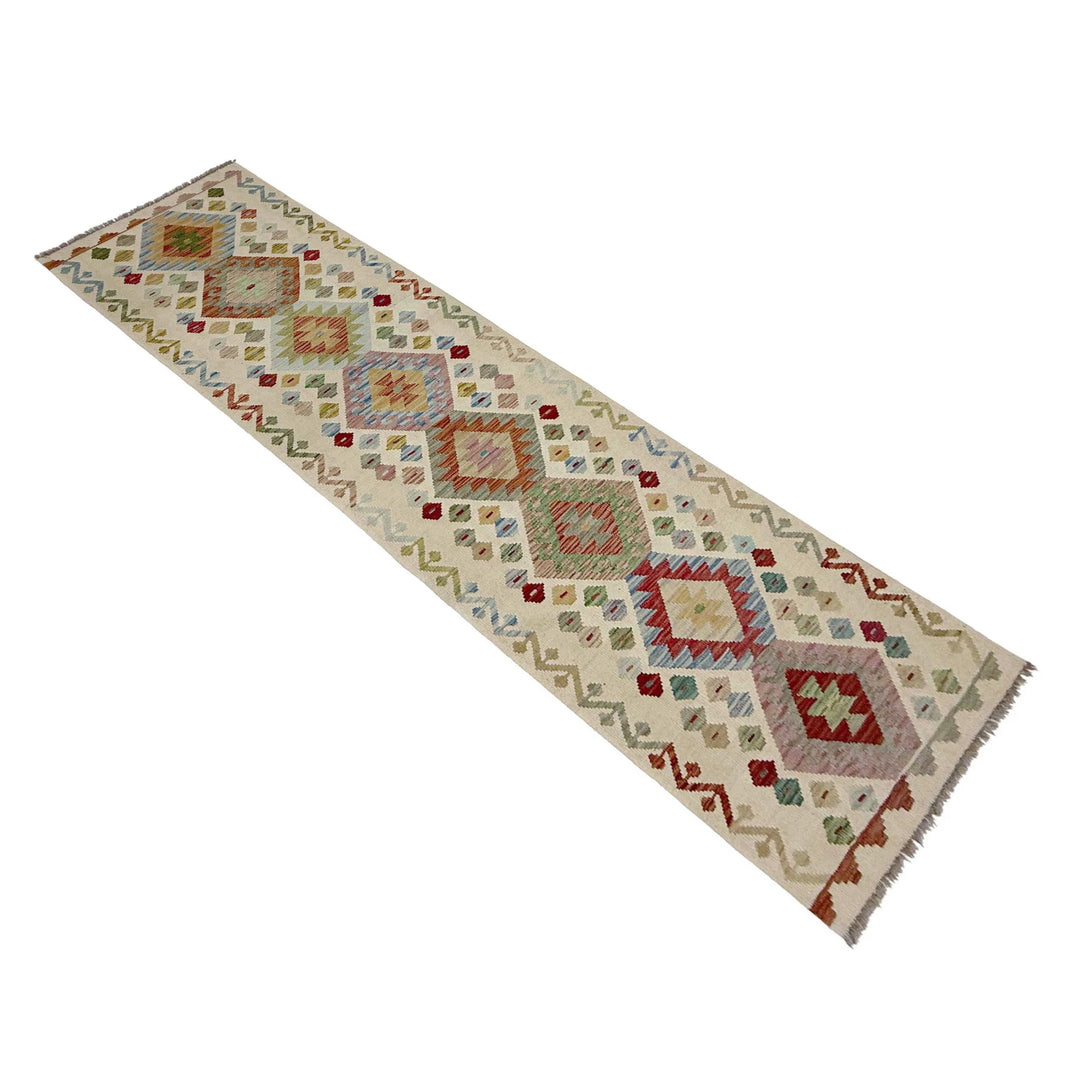 Afghan Vegetable Kilim Rug 2' 8" x 9' 9" Flat-Weave | No. AL341041