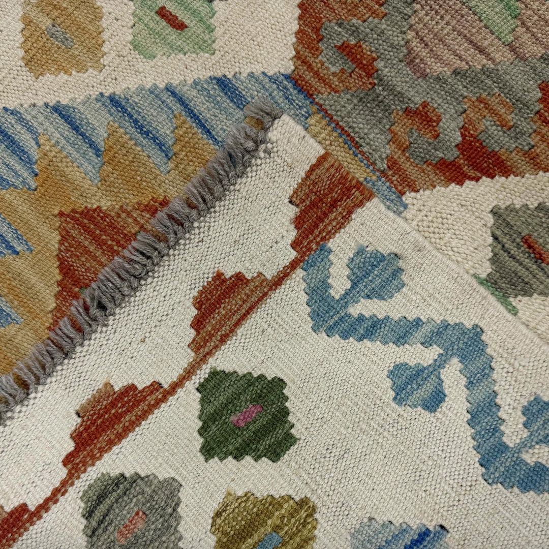 Afghan Vegetable Kilim Rug 2' 8" x 9' 9" Flat-Weave | No. AL341041