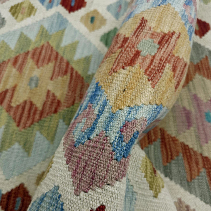Afghan Vegetable Kilim Rug 2' 8" x 9' 9" Flat-Weave | No. AL341041