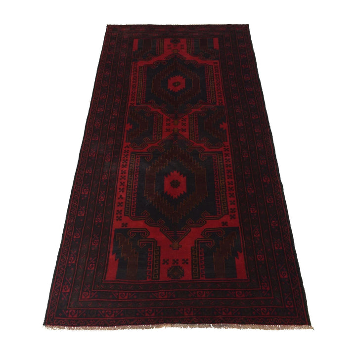 Afghan Baluchi Rug 4' 1" x 8' 1" Hand-Knotted | No. AL34131
