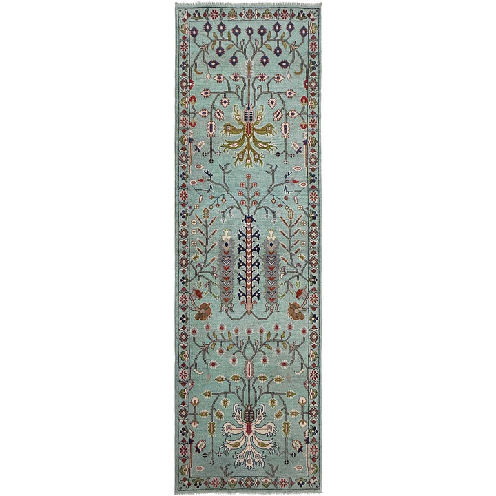 Blue Afghan Sultani Rug Runner 2' 11" x 9' 7" Hand-Knotted | No. AL34133