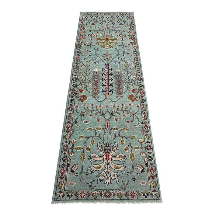Blue Afghan Sultani Rug Runner 2' 11" x 9' 7" Hand-Knotted | No. AL34133