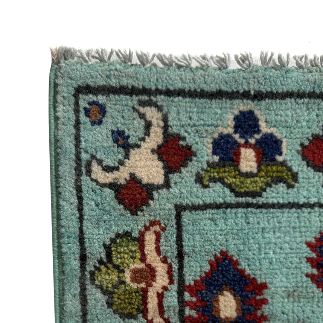 Blue Afghan Sultani Rug Runner 2' 11" x 9' 7" Hand-Knotted | No. AL34133