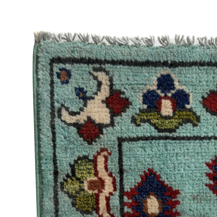 Blue Afghan Sultani Rug Runner 2' 11" x 9' 7" Hand-Knotted | No. AL34133
