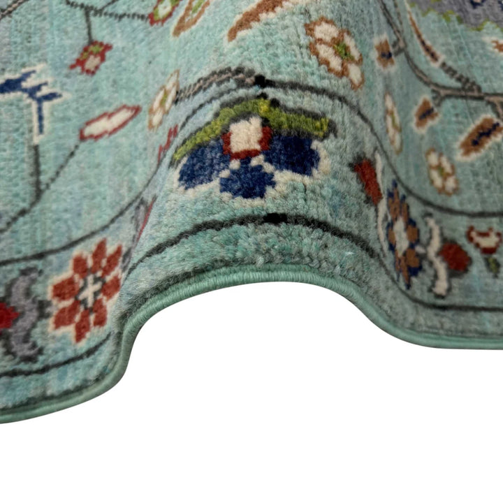 Blue Afghan Sultani Rug Runner 2' 11" x 9' 7" Hand-Knotted | No. AL34133
