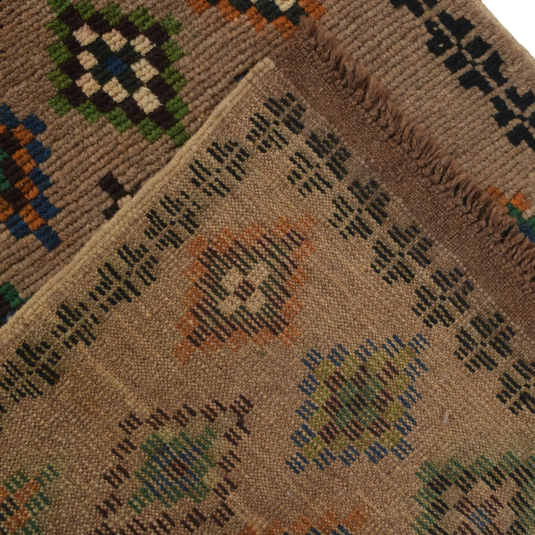 Afghan Baluchi Rug 2' 10" x 9' 6" Hand-Knotted | No. AL34166