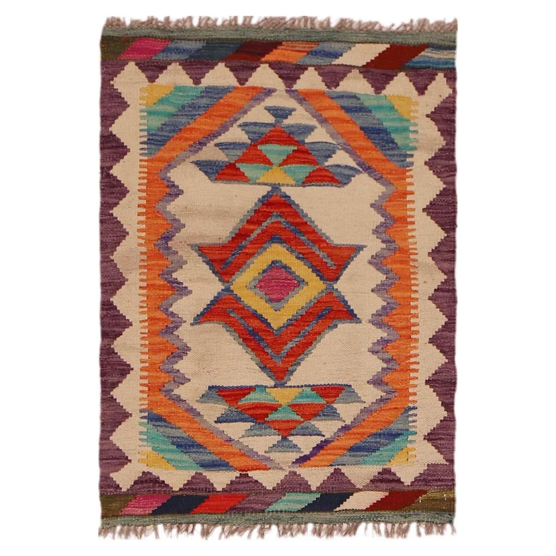 Afghan Kilim Rug 2' 1" x 2' 11" Flat-Weave | No. AL34189