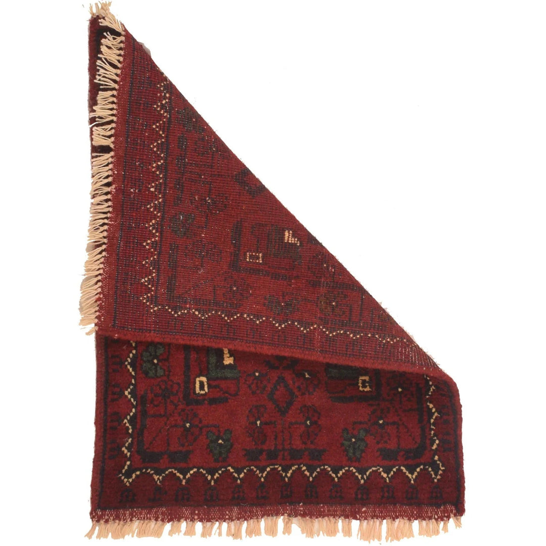Red Afghan Oriental Rug 1' 5" x 1' 10" Hand-Knotted | No. AL34197