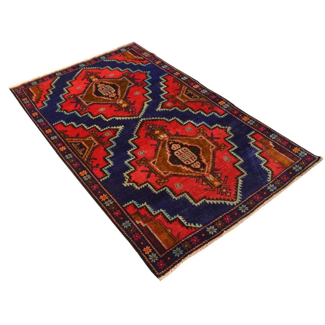 Afghan Baluchi Rug 4' 1" x 6' 6" Hand-Knotted | No. AL34198