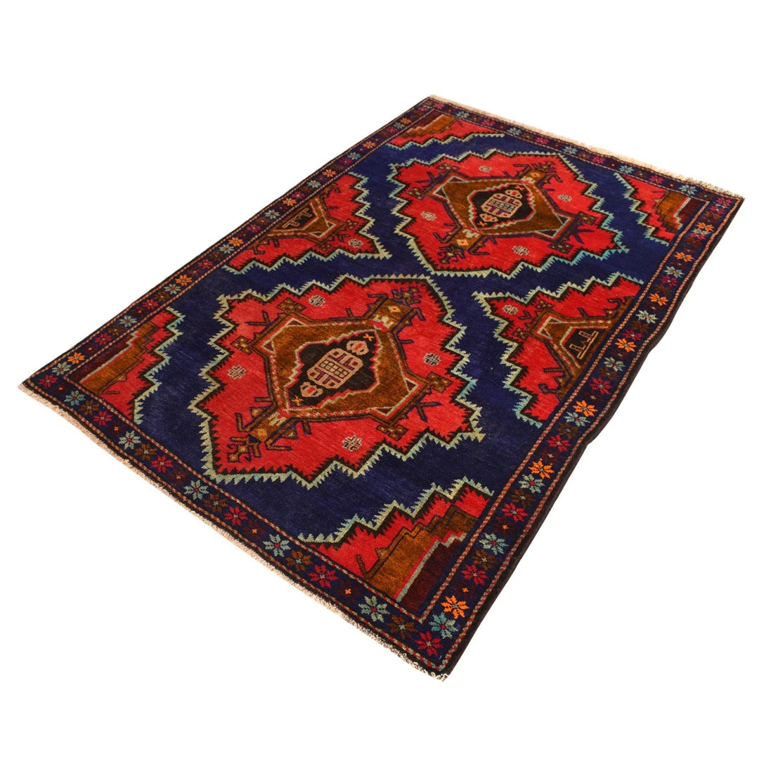 Afghan Baluchi Rug 4' 1" x 6' 6" Hand-Knotted | No. AL34198