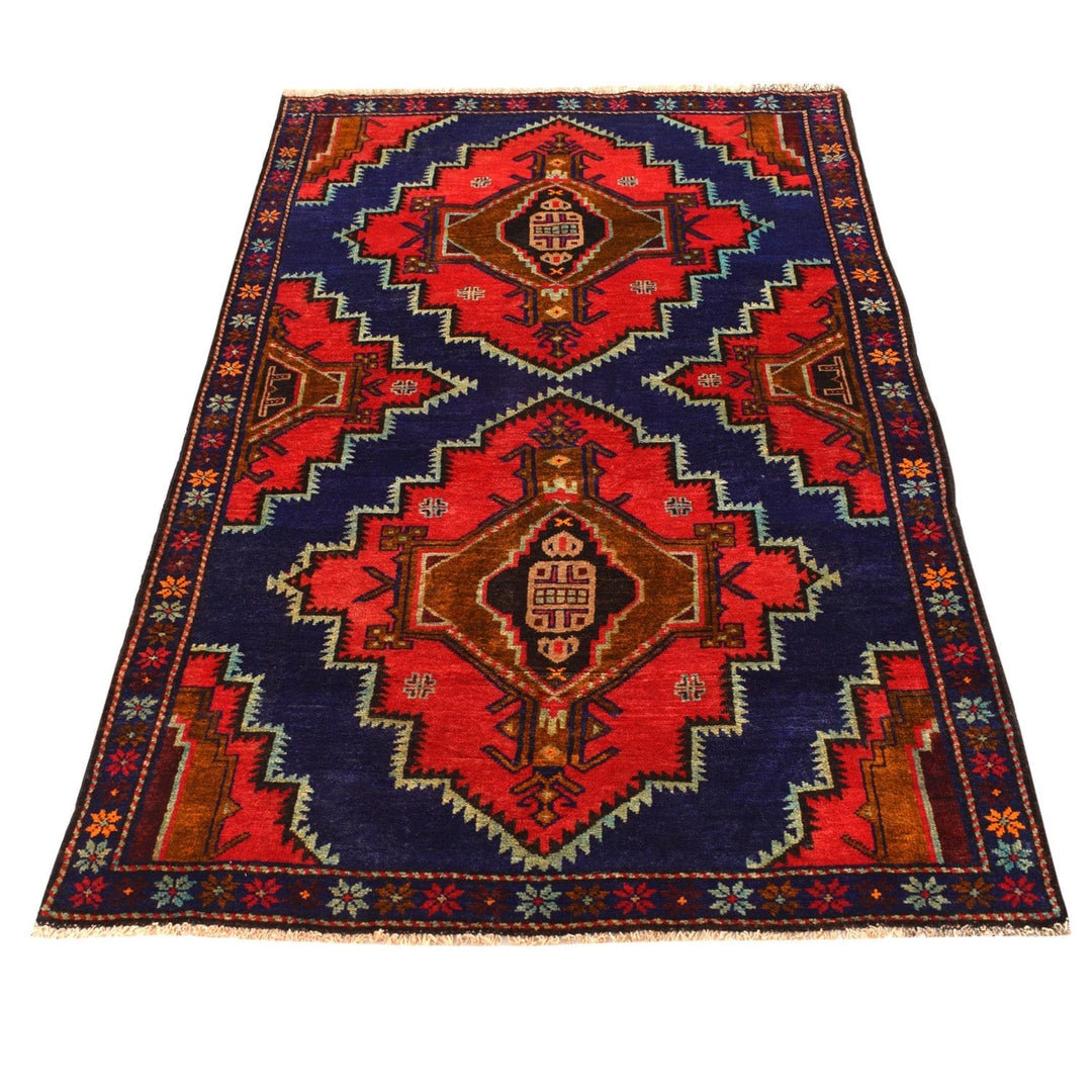Afghan Baluchi Rug 4' 1" x 6' 6" Hand-Knotted | No. AL34198