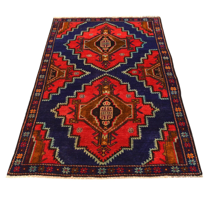 Afghan Baluchi Rug 4' 1" x 6' 6" Hand-Knotted | No. AL34198
