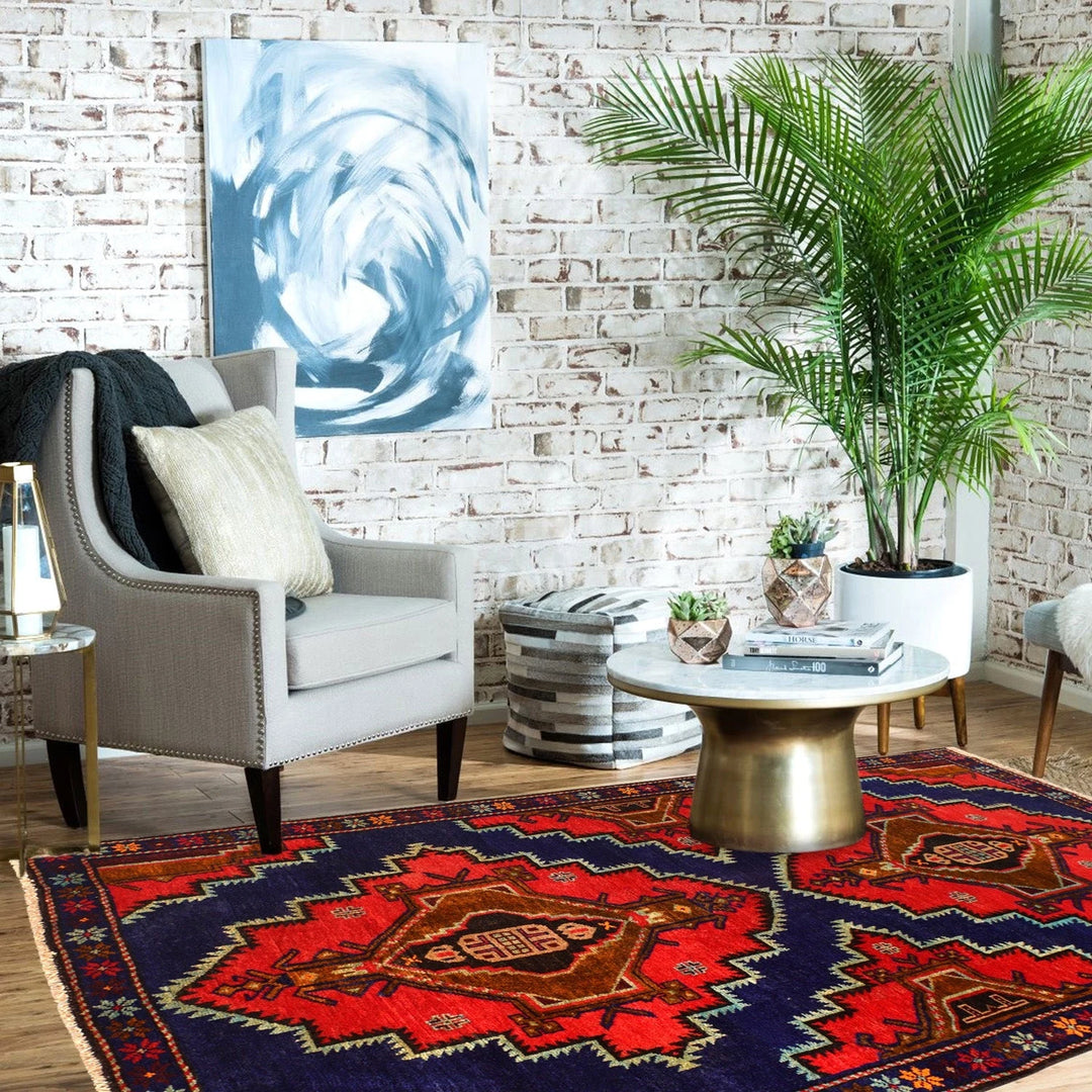 Afghan Baluchi Rug 4' 1" x 6' 6" Hand-Knotted | No. AL34198