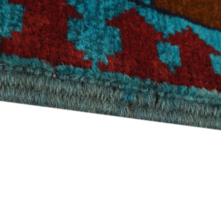 Blue Afghan War Rug 3' 5" x 4' 11" Hand-Knotted | No. AL34209