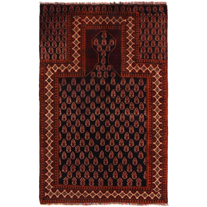 Afghan Prayer Rug 2' 8" x 4' 2" Hand-Knotted | No. AL34220