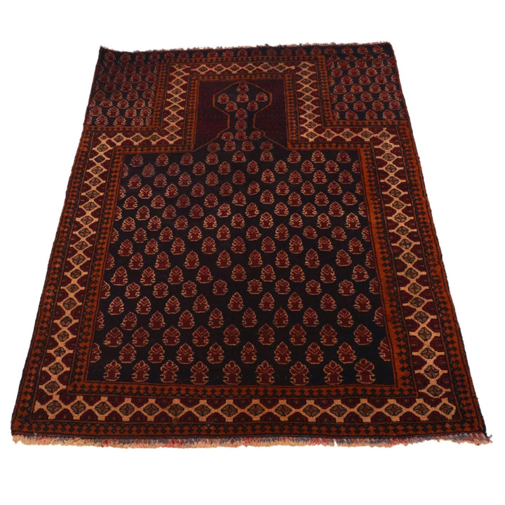 Afghan Prayer Rug 2' 8" x 4' 2" Hand-Knotted | No. AL34220