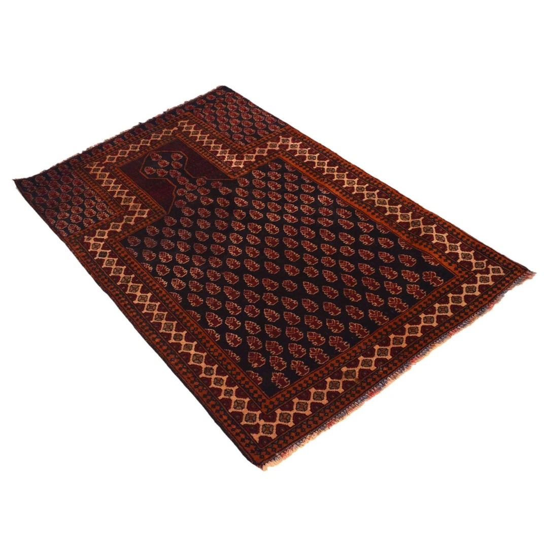 Afghan Prayer Rug 2' 8" x 4' 2" Hand-Knotted | No. AL34220