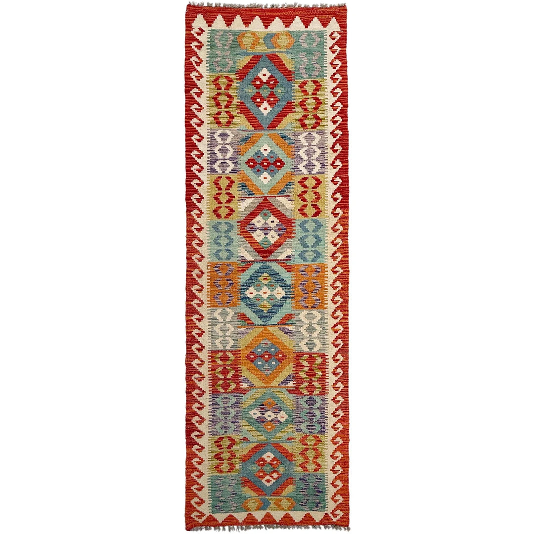 Afghan Vegetable Kilim Rug 2' 7" x 9' 1" Flat-Weave | No. AL342230