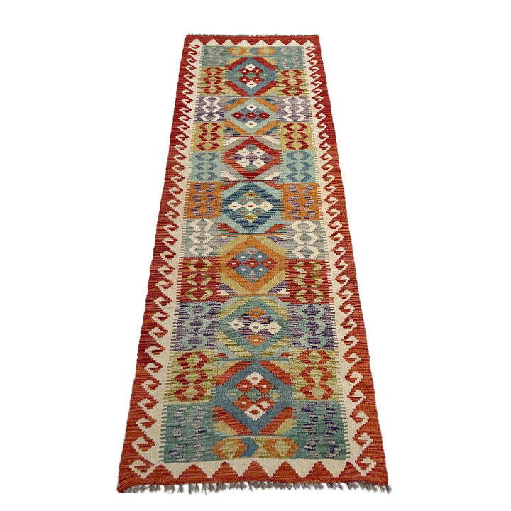 Afghan Vegetable Kilim Rug 2' 7" x 9' 1" Flat-Weave | No. AL342230