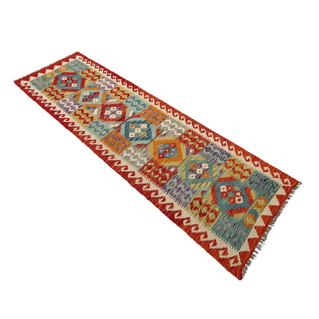 Afghan Vegetable Kilim Rug 2' 7" x 9' 1" Flat-Weave | No. AL342230