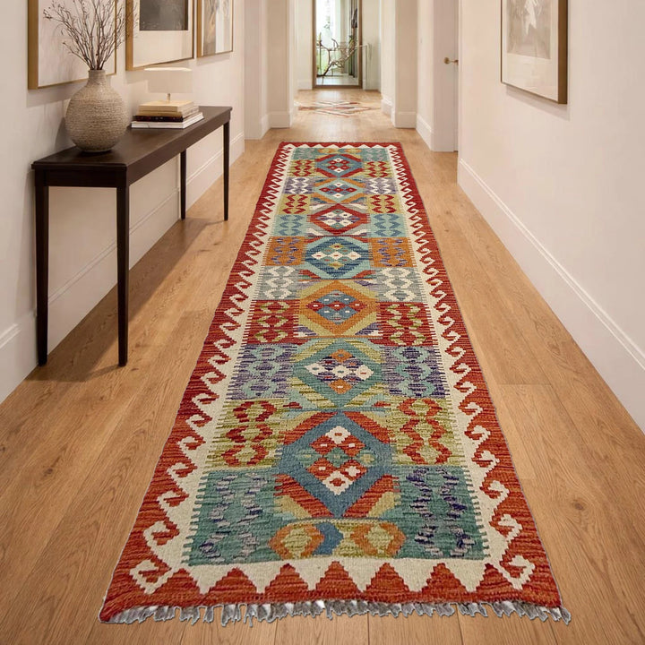 Afghan Vegetable Kilim Rug 2' 7" x 9' 1" Flat-Weave | No. AL342230