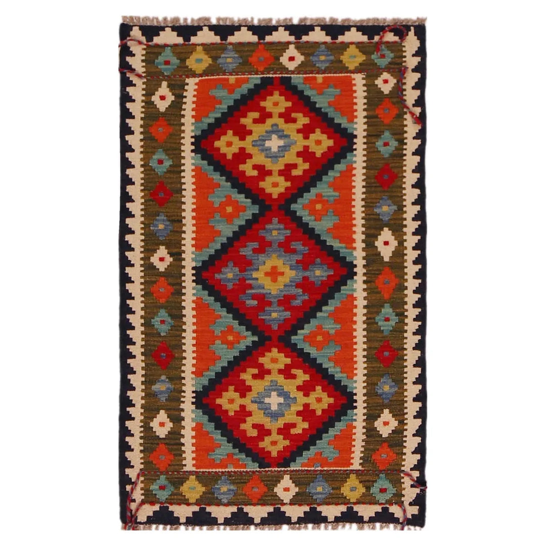 Afghan Kilim Rug 2' 0" x 3' 6" Flat-Weave | No. AL34248