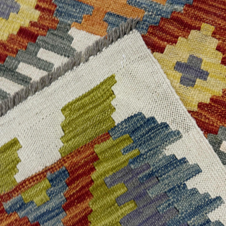 Afghan Vegetable Kilim Rug 6' 7" x 9' 5" Flat-Weave | No. AL343598