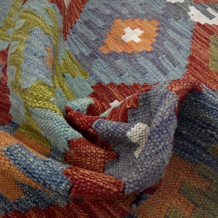 Afghan Vegetable Kilim Rug 6' 7" x 9' 5" Flat-Weave | No. AL343598