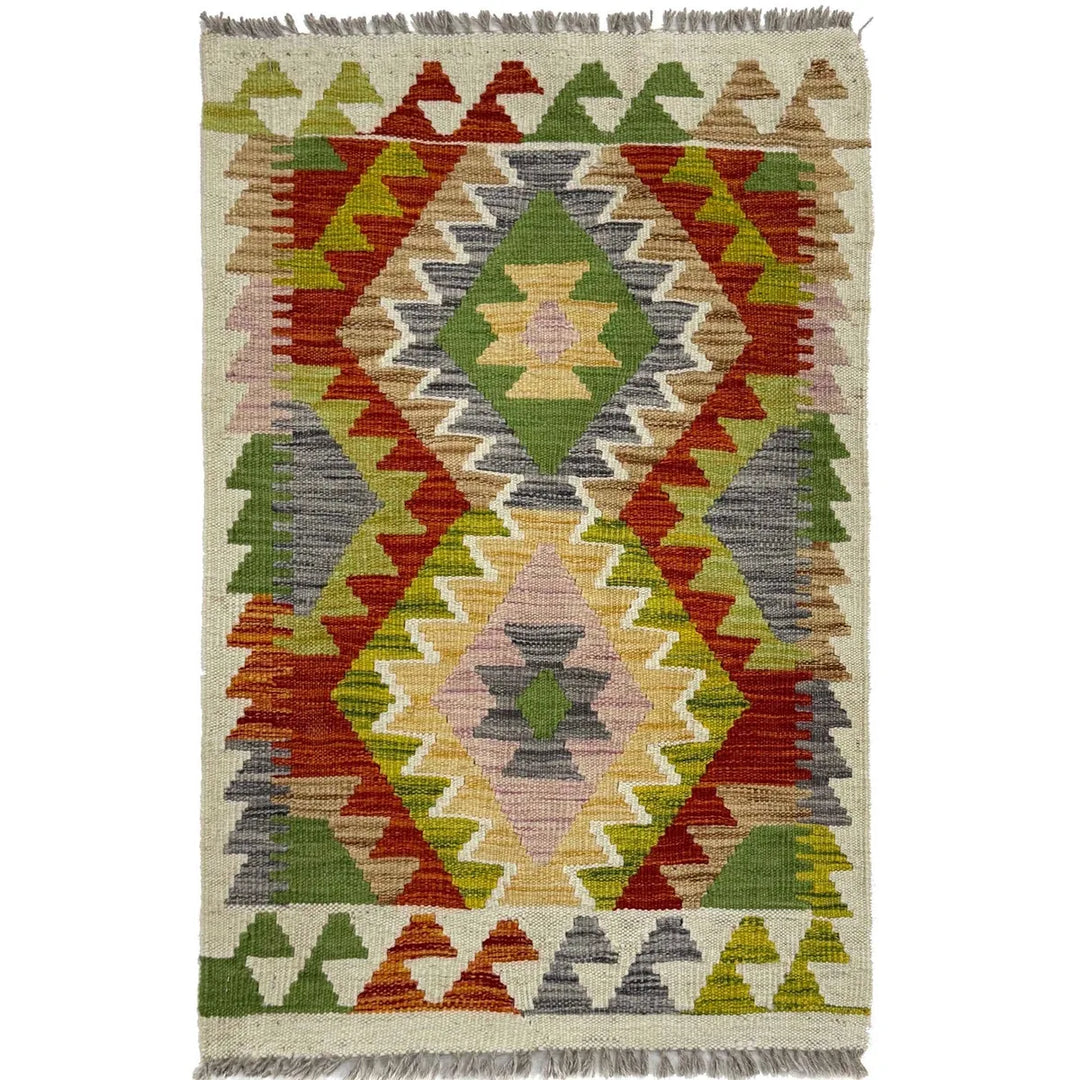 Afghan Kilim Rug 1' 10" x 2' 10" Flat-Weave | No. AL34436