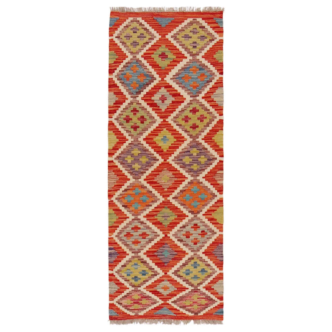 Afghan Vegetable Kilim Runner 1' 9" x 4' 11" Flat-Weave | No. AL34468