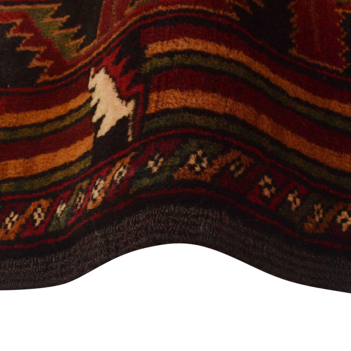Red Afghan Baluchi Rug 3' 7" x 5' 3" Hand-Knotted | No. AL34470