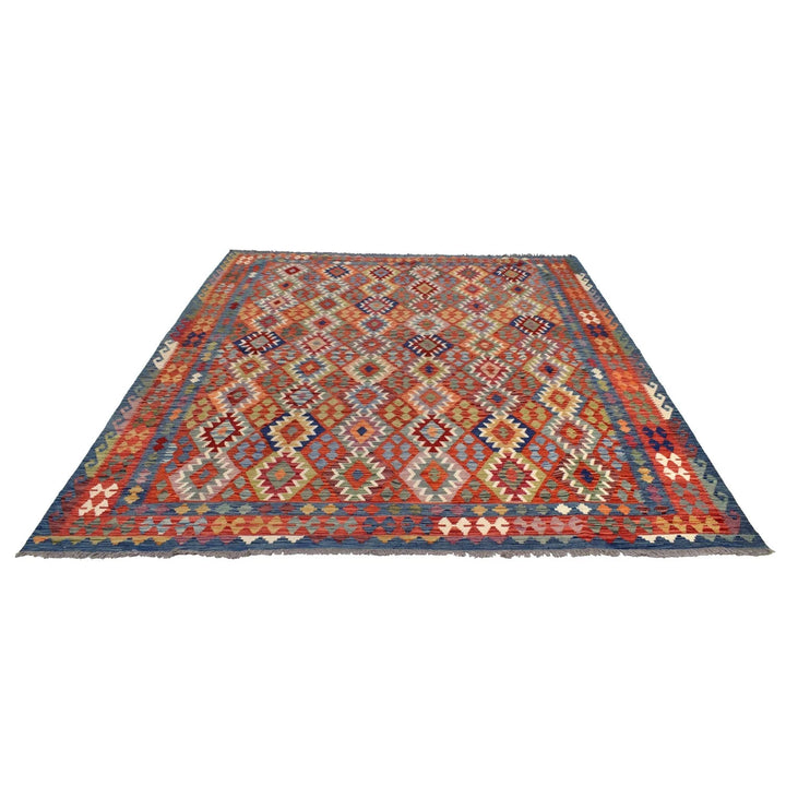 Afghan Vegetable Kilim Rug 8' 5" x 9' 11" Flat-Weave | No. AL34481