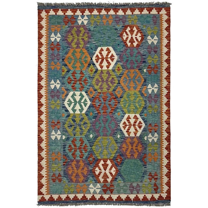 Afghan Kilim Rug 3' 6" x 5' 3" Flat-Weave | No. AL34505