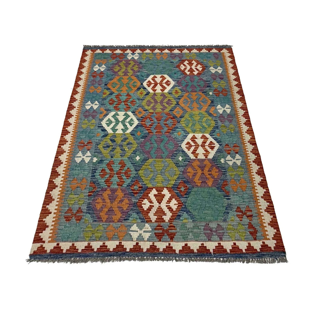 Afghan Kilim Rug 3' 6" x 5' 3" Flat-Weave | No. AL34505