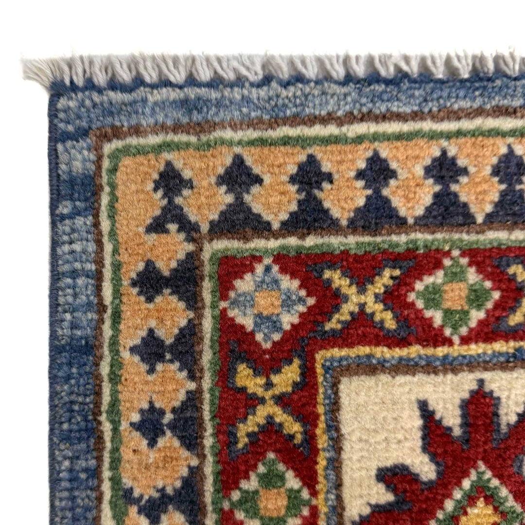 Blue Afghan Kazak Rug 4' 11" x 6' 10" Hand-Knotted | No. AL345896