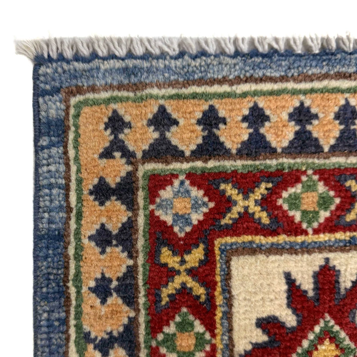 Blue Afghan Kazak Rug 4' 11" x 6' 10" Hand-Knotted | No. AL345896
