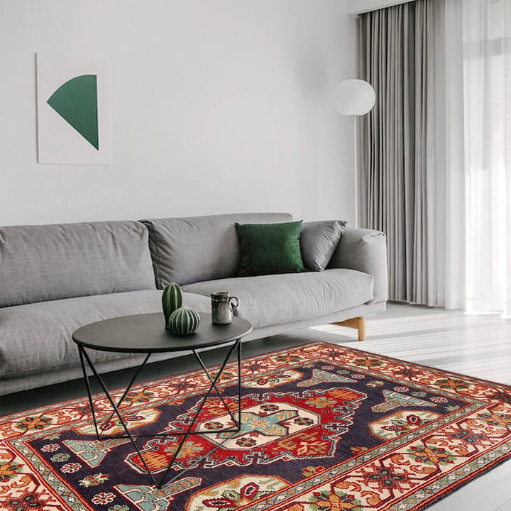 Blue Afghan Kazak Rug 3' 3" x 4' 11" Hand-Knotted | No. AL34699