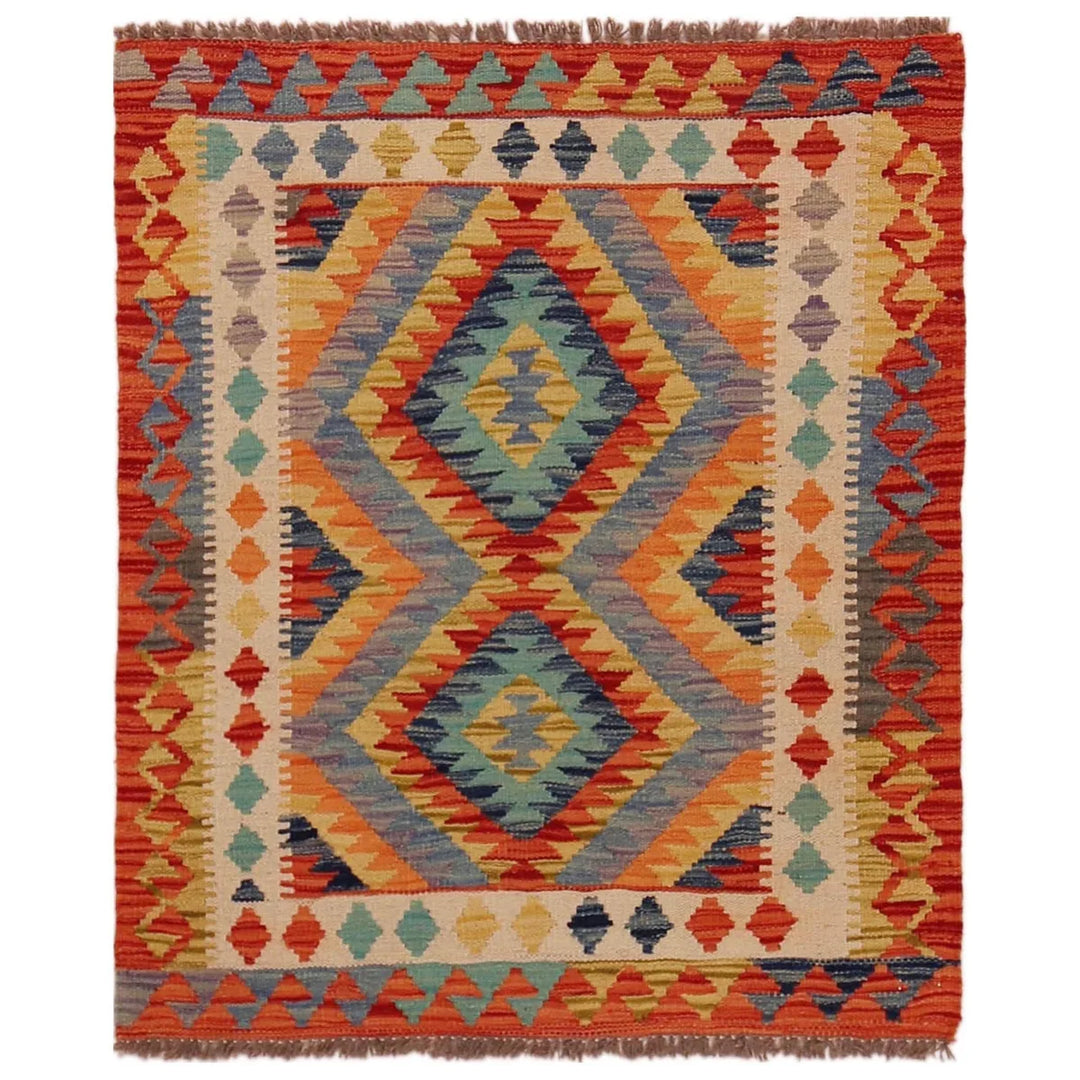Afghan Kilim Rug 2' 10" x 3' 4" Flat-Weave | No. AL34794
