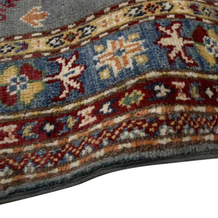 Gray Afghan Kazak Rug 2' 6" x 3' 11" Hand-Knotted | No. AL34810