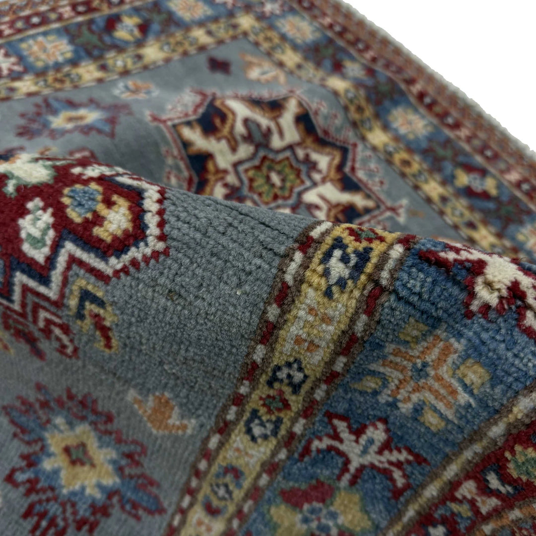 Gray Afghan Kazak Rug 2' 6" x 3' 11" Hand-Knotted | No. AL34810