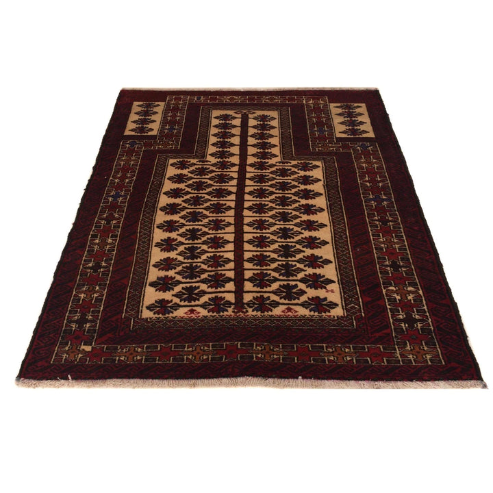 Afghan Prayer Rug 3' 1" x 4' 4" Hand-Knotted | No. AL34831