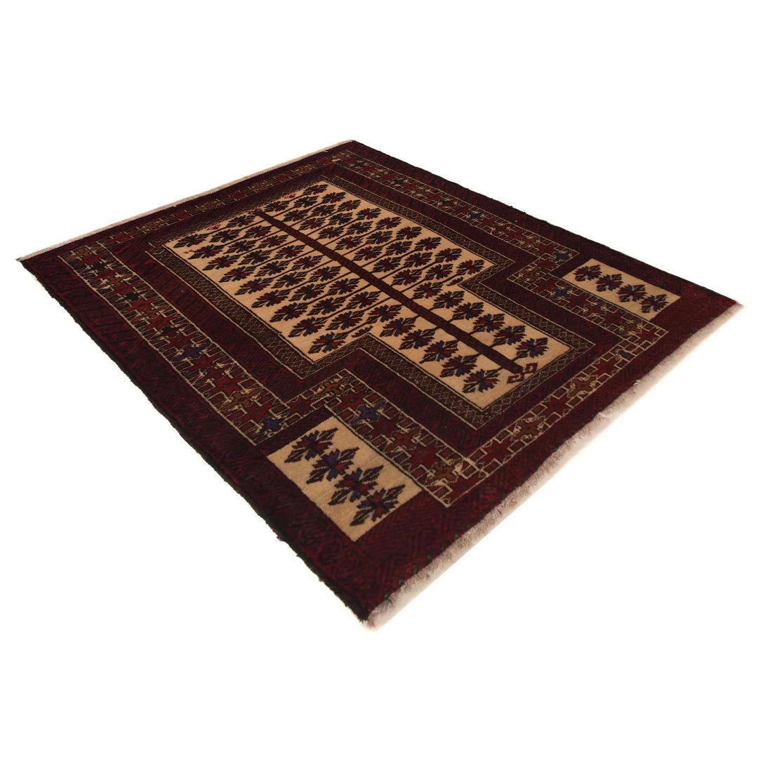 Afghan Prayer Rug 3' 1" x 4' 4" Hand-Knotted | No. AL34831