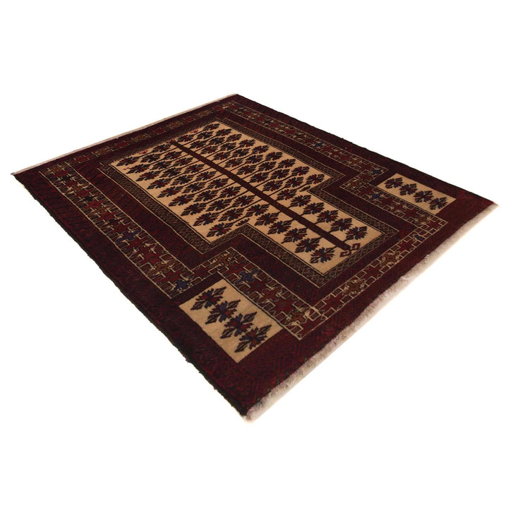 Afghan Prayer Rug 3' 1" x 4' 4" Hand-Knotted | No. AL34831